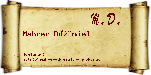 Mahrer Dániel névjegykártya